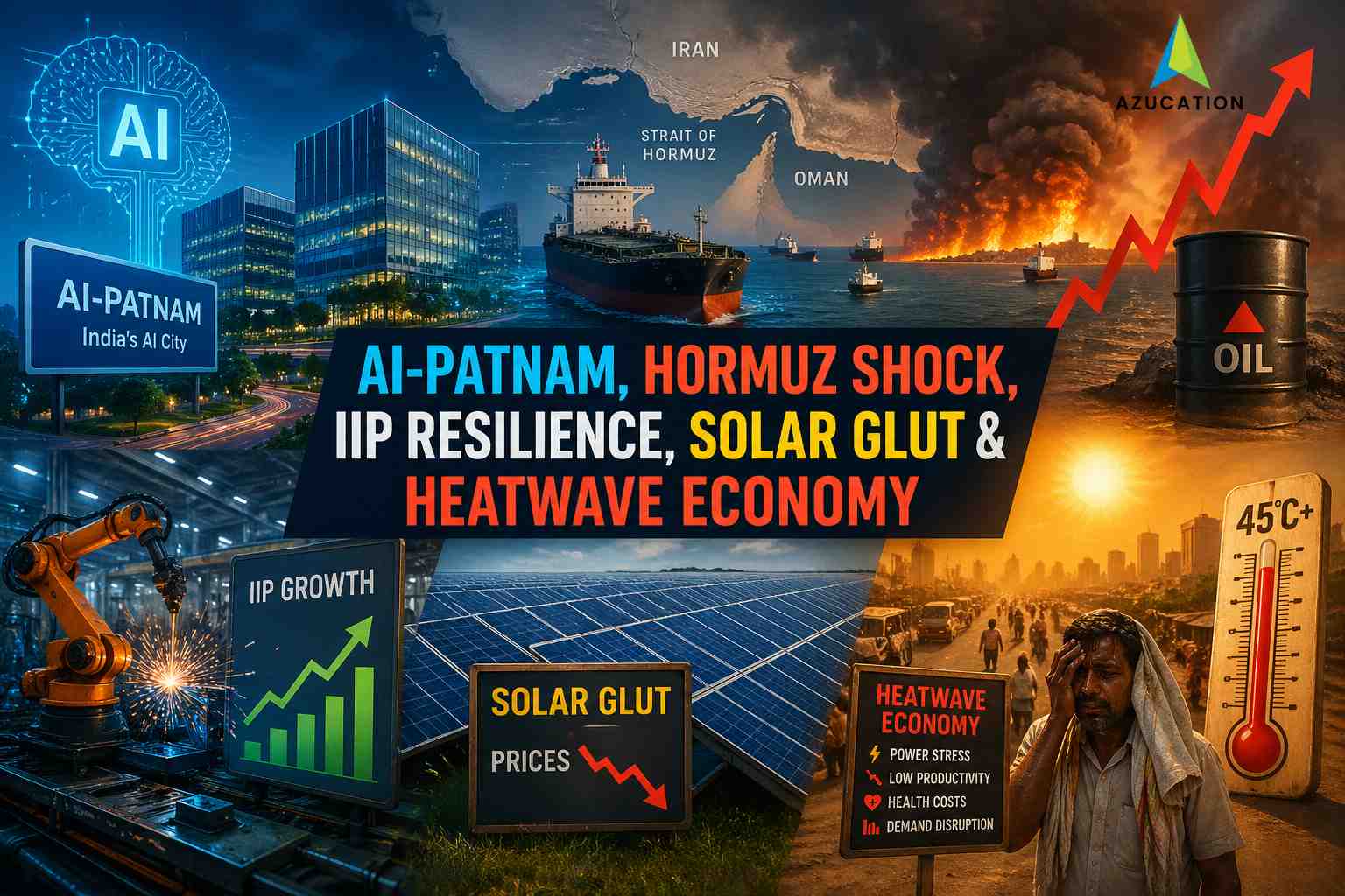 AI-patnam, Hormuz Shock, IIP Resilience, Solar Glut & Heatwave Economy